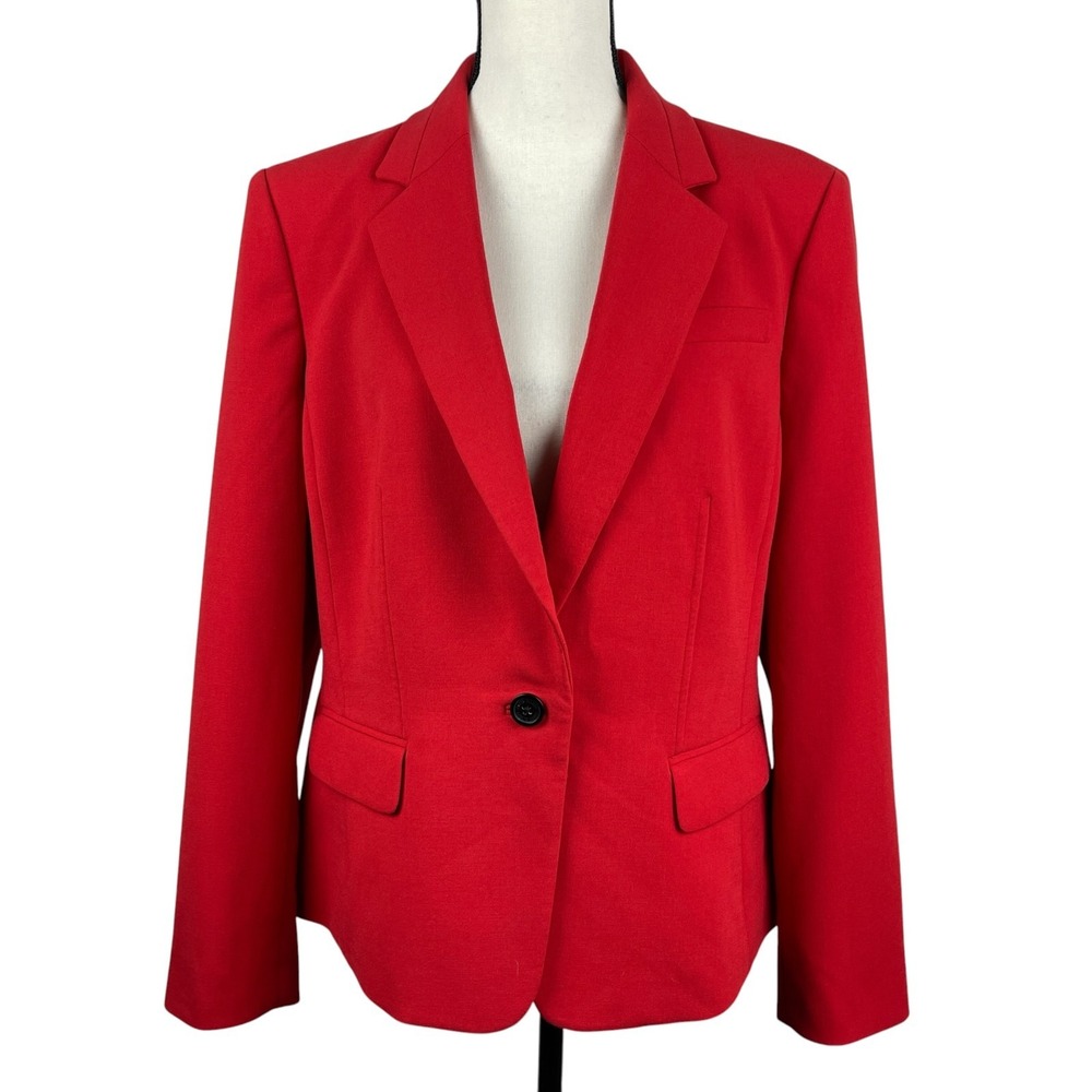 Anne Klein Women's Suit Blazer Jacket Size 16 Red Single Button Workwear Career